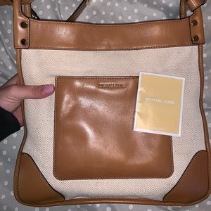 MK Leather + Burlap Tote